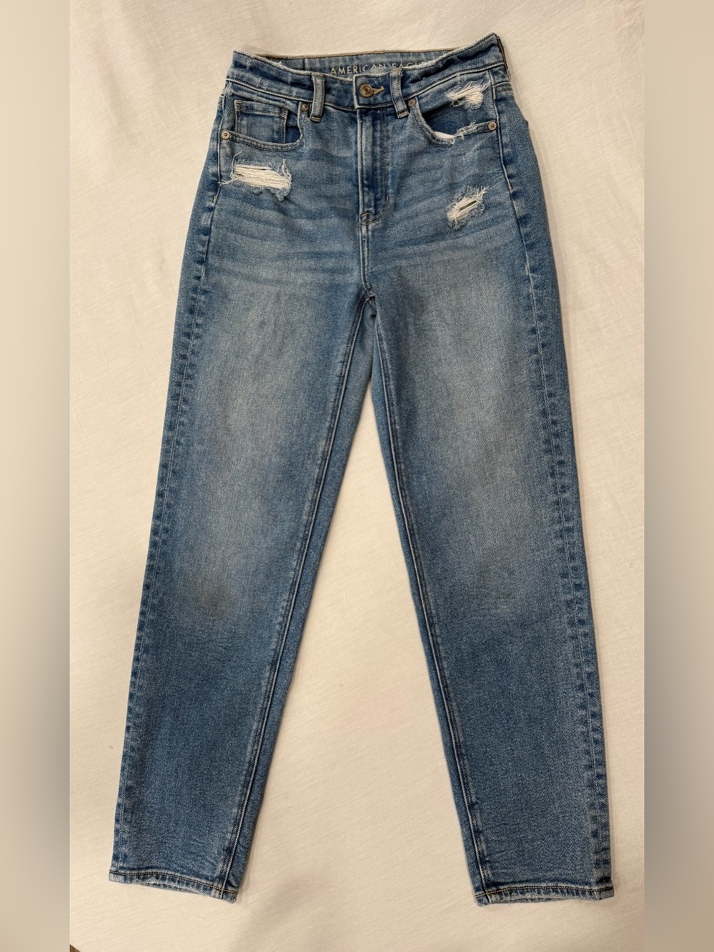 American Eagle Stretch Mom Straight Jeans Light Wash